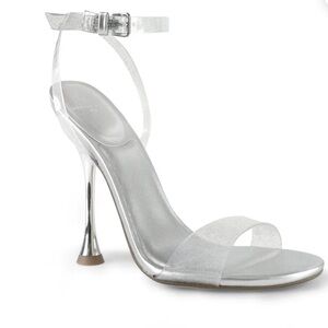 Marc Fisher Calisty Silver Glittery Strappy Heeled Sandal